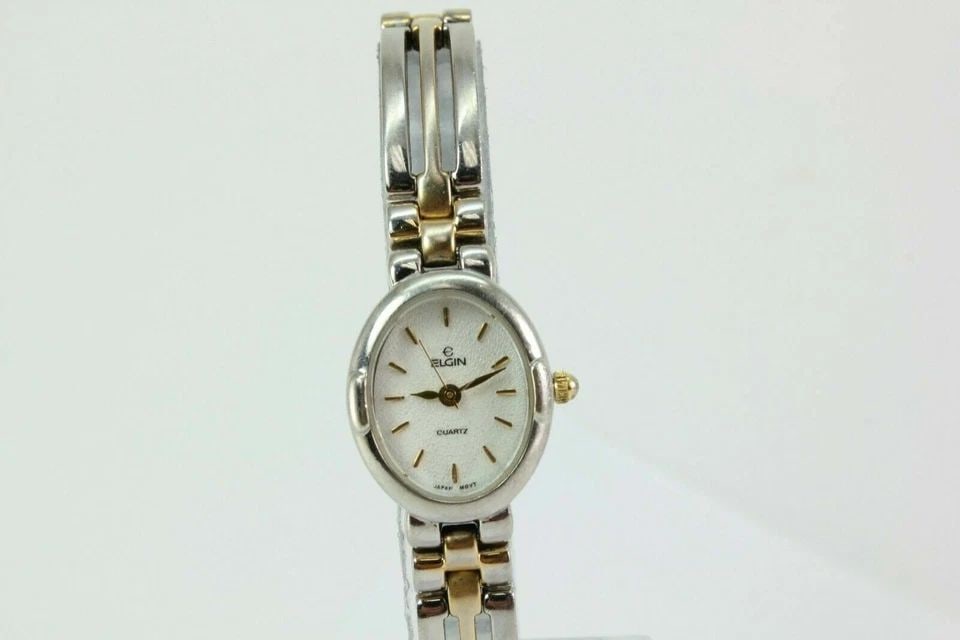 ELGIN WHITE DIAL TWO TONE STAINLESS STEEL LADIES WATCH ELB155 FREE SHIPPING! (1 of 2)