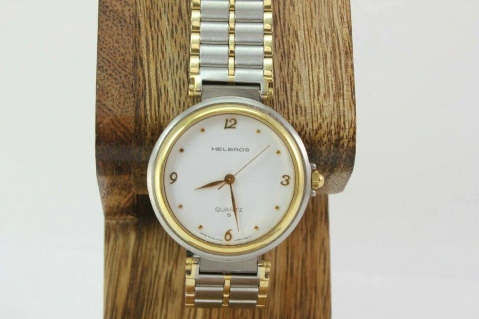 HELBROS WHITE DIAL GOLD BEZEL TWO TONE STAINLESS STEEL WATCH 51483CY481C (1 of 1)