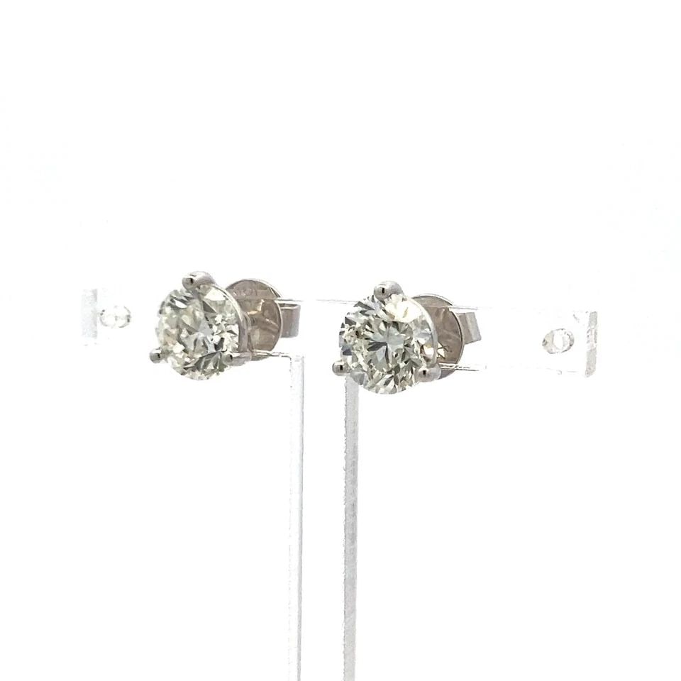 4.00CT ROUND BRILLIANT DIAMOND STUD EARRINGS IN 18K WHITE GOLD WITH GIA (I SI2) (1 of 2)