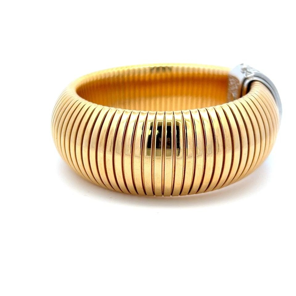 2.00CT ROUND BRILLIANT H VS1 DIAMOND 18K TWO-TONE GOLD TUBOGAS BRACELET (1 of 1)