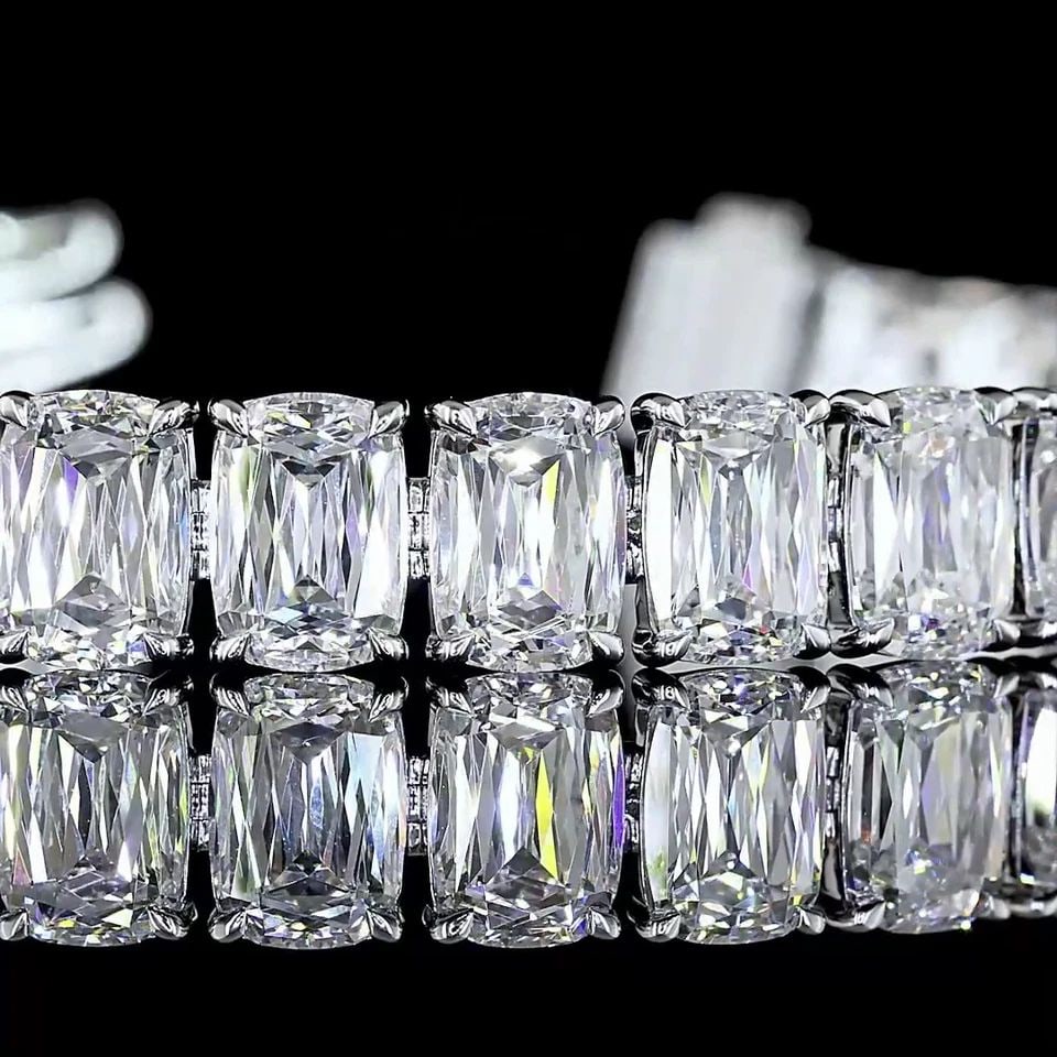 LAB-GROWN 33.56 CARAT RADIANT MODIFIED E-F-VVS1 DIAMOND 14K WG TENNIS BRACELET (1 of 1)