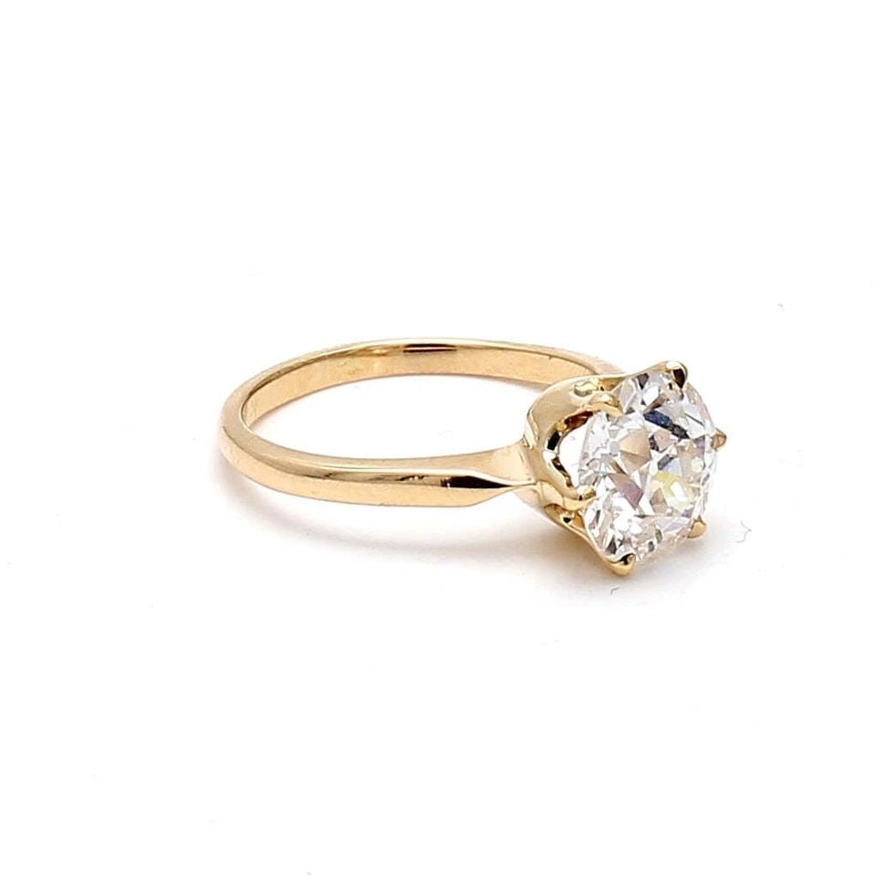 2.30 CARAT OLD EUROPEAN CUT I I1 DIAMOND 18K YG ENGAGEMENT RING: 2.30 CARAT OLD EUROPEAN CUT I I1 DIAMOND 18K YG ENGAGEMENT RING Title: 2.30 Carat Old European Cut I I1 Diamond 18 Karat Yellow Gold Engagement Ring Style: Engagement Metal: 18 Karat Yellow Gold Gemst