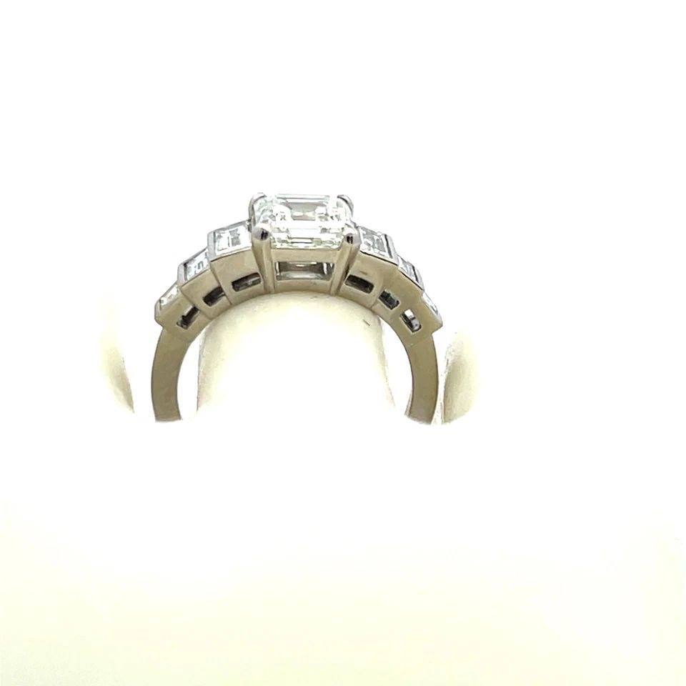 3.23 CARAT ASSCHER CUT AND EMERALD CUT DIAMOND PLATINUM ENGAGEMENT RING (1 of 2)