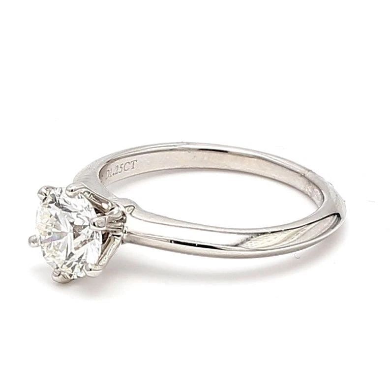 TIFFANY AND CO 1.25 CARAT ROUND BRILLIANT DIAMOND PLATINUM ENGAGEMENT RING: TIFFANY AND CO 1.25 CARAT ROUND BRILLIANT DIAMOND PLATINUM ENGAGEMENT RING Title: Tiffany and Co 1.25 Carat Round Brilliant Shape G-VVS1 Diamond Platinum Engagement Ring Style: Engagement Metal: Plati