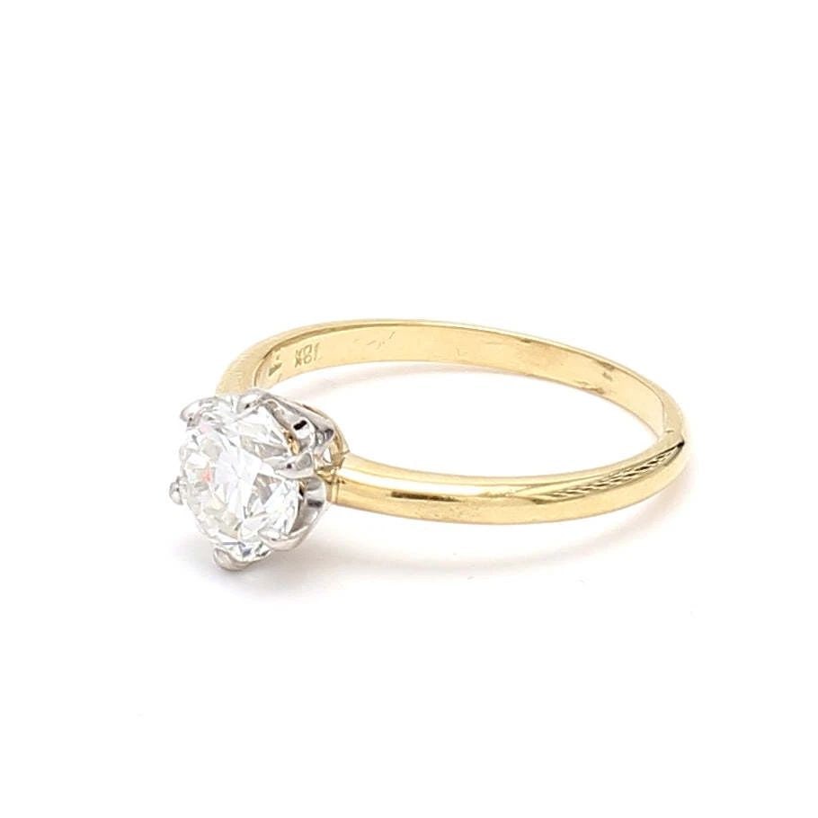 1.39 CARAT OLD EUROPEAN CUT SHAPE H-VS1 DIAMOND 18K YG ENGAGEMENT RING (1 of 1)