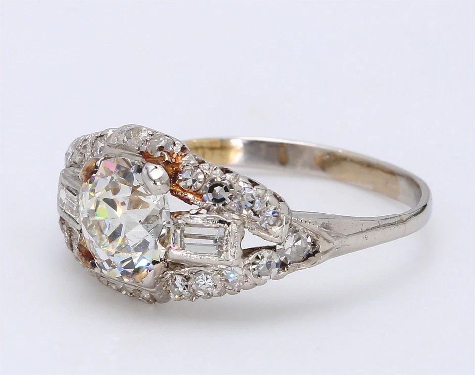 1.54 CARAT OLD EUROPEAN CUT DIAMOND 18 KARAT WHITE GOLD ENGAGEMENT RING (1 of 1)