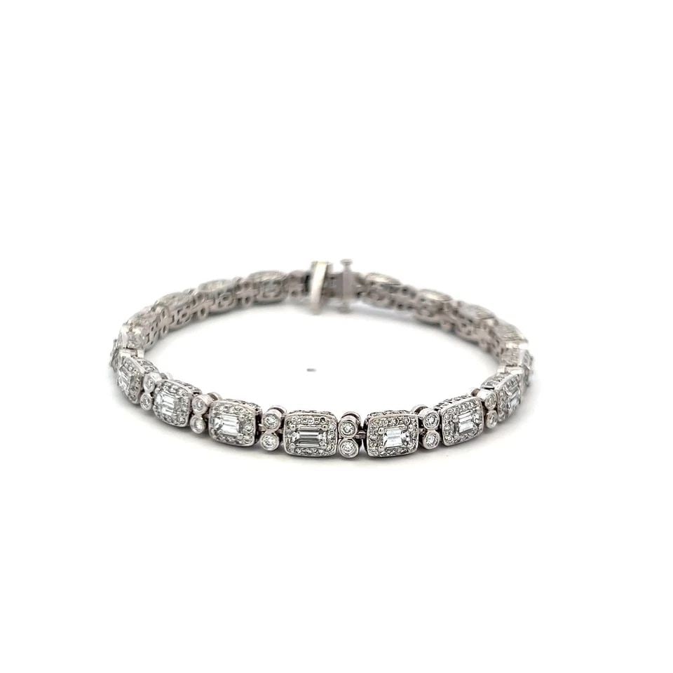C. KRYPELL 6.03CT EMERALD & ROUND BRILLIANT DIAMOND PLATINUM TENNIS BRACELET (1 of 2)