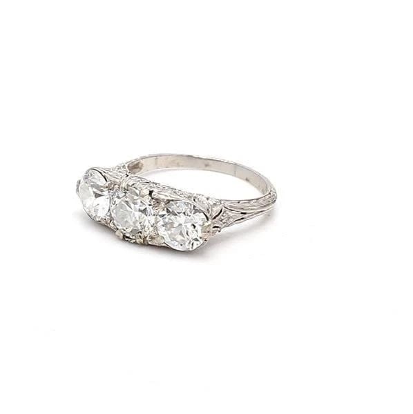 2.39 CARAT F-G-H VS DIAMOND PLATINUM THREE-STONE ANTIQUE CIRCULAR CUT RING (1 of 1)