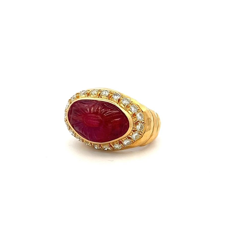 18K YG COCKTAIL RING WITH 1CT ROUND DIAMONDS 11.4-17.1MM TOURMALINE SIZE 6.25 (1 of 2)