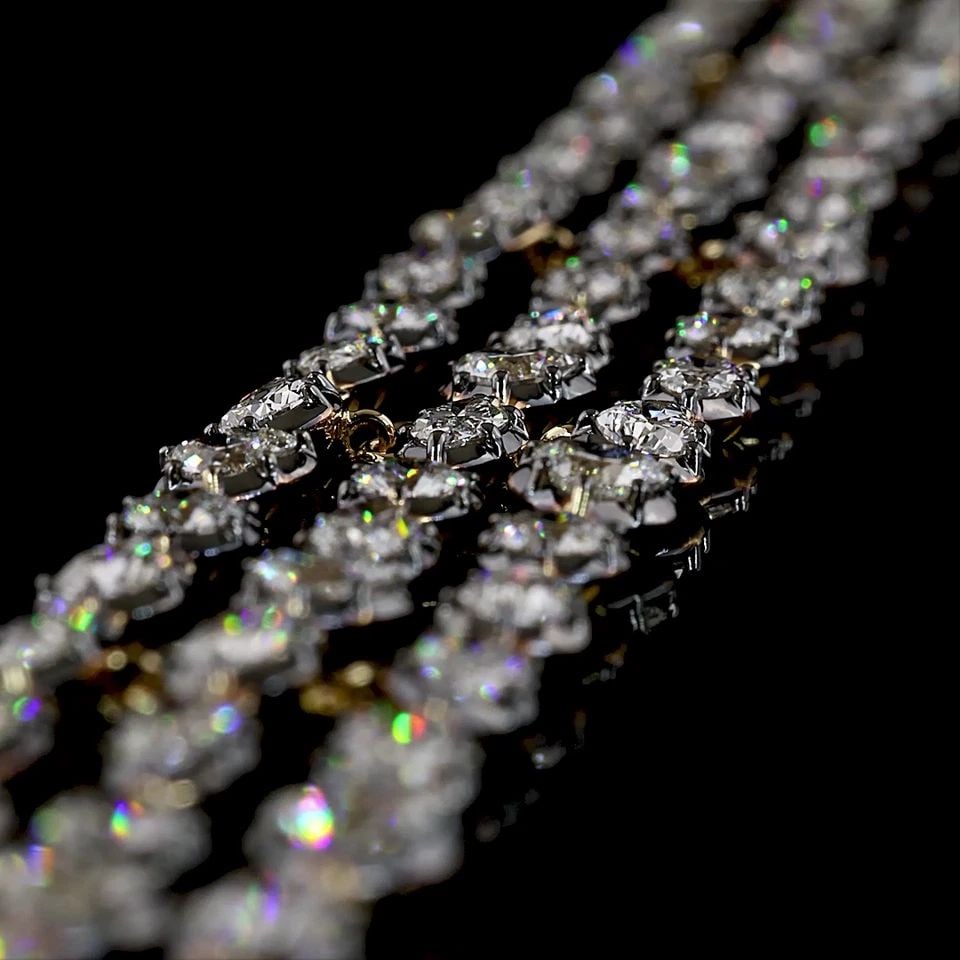 LAB-GROWN 13 CARAT MIX E-F-VS1 DIAMOND 14K YELLOW GOLD STATION BRACELET (1 of 1)