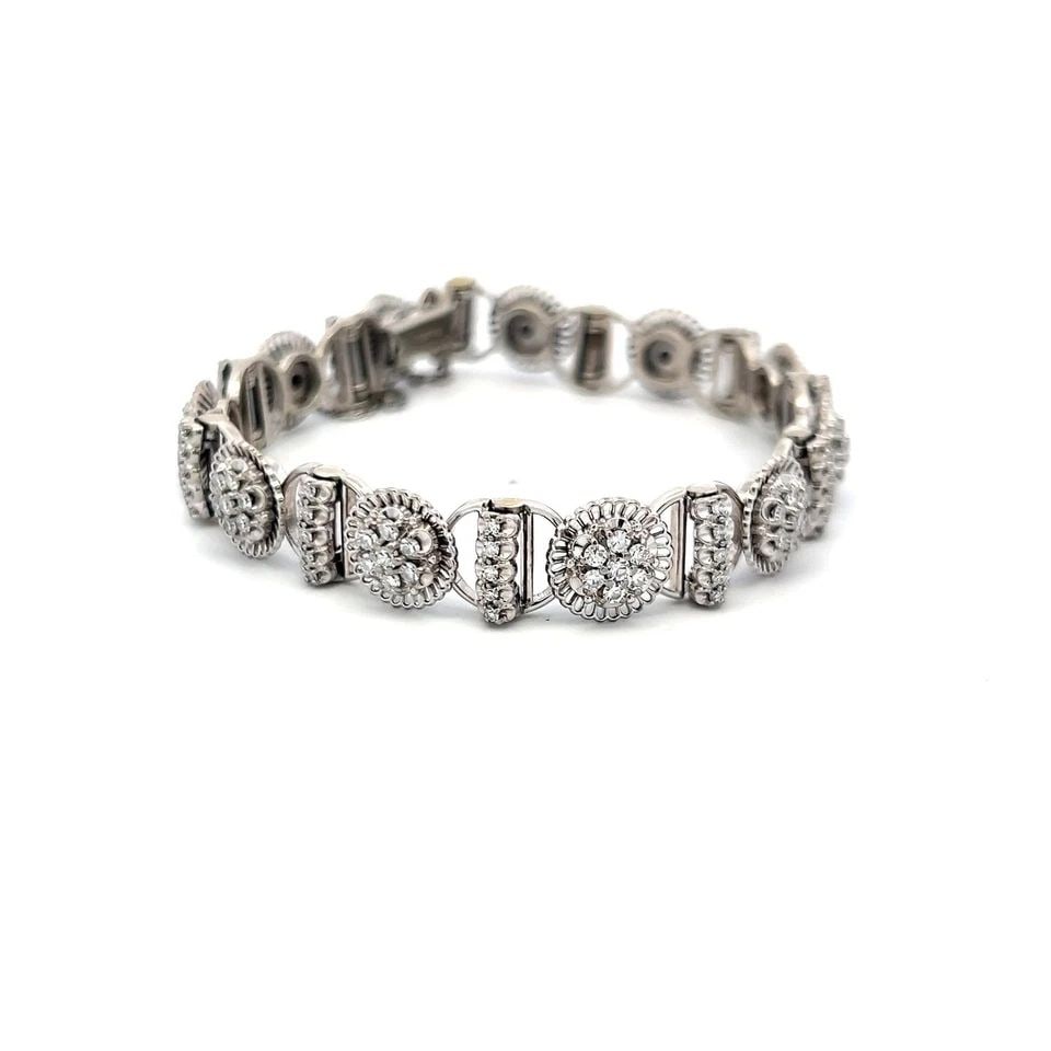 18K WHITE GOLD TENNIS BRACELET WITH 2.5 CARAT ROUND G-SI1 DIAMONDS (1 of 1)