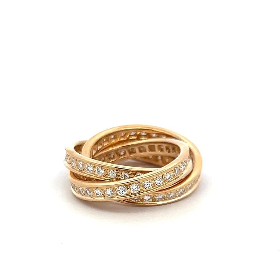 CARTIER VINTAGE 18K YELLOW GOLD TRINITY RING WITH 1.40 CARAT DIAMONDS SIZE 5.75 (1 of 2)