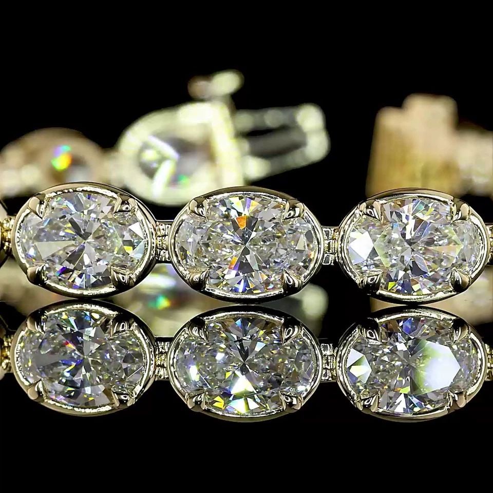 LAB-GROWN 15.48 CARAT OVAL E-F-VS1 DIAMOND 14K YELLOW GOLD TENNIS BRACELET: LAB-GROWN 15.48 CARAT OVAL E-F-VS1 DIAMOND 14K YELLOW GOLD TENNIS BRACELET LAB-GROWN 15.48 CARAT OVAL E-F-VS1 DIAMOND 14K YELLOW GOLD TENNIS BRACELET PRODUCT DESCRIPTION Title: High-quality Brand-New 