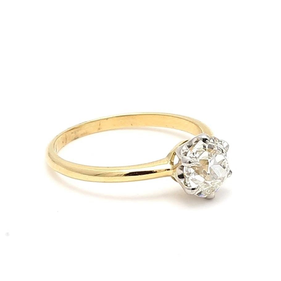 1.52 CARAT OLD EUROPEAN CUT J VS2 DIAMOND 18 KARAT YELLOW GOLD ENGAGEMENT RING (1 of 2)