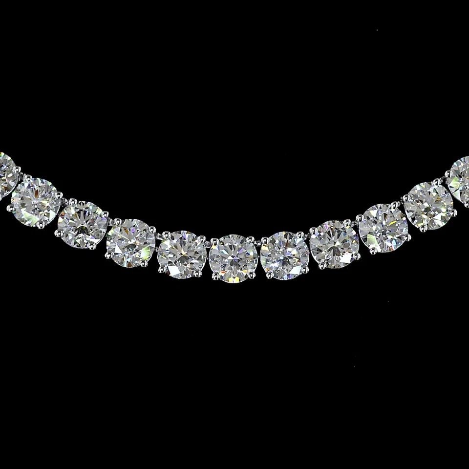 LAB-GROWN 20.71 CARAT ROUND E-F-VS2 DIAMOND 14K WHITE GOLD TENNIS NECKLACE: LAB-GROWN 20.71 CARAT ROUND E-F-VS2 DIAMOND 14K WHITE GOLD TENNIS NECKLACE LAB-GROWN 20.71 CARAT ROUND E-F-VS2 DIAMOND 14K WHITE GOLD TENNIS NECKLACE PRODUCT DESCRIPTION Title: High-quality Brand-New 