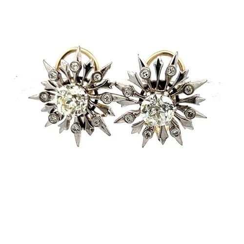 14K WHITE GOLD CLIP ON EARRINGS WITH 2.42 CARAT OLD EUROPEAN CUT DIAMONDS: 14K WHITE GOLD CLIP ON EARRINGS WITH 2.42 CARAT OLD EUROPEAN CUT DIAMONDS 14K WHITE GOLD CLIP ON EARRINGS WITH 2.42 CARAT OLD EUROPEAN CUT DIAMONDS PRODUCT DESCRIPTION Detailed Description: Make an un