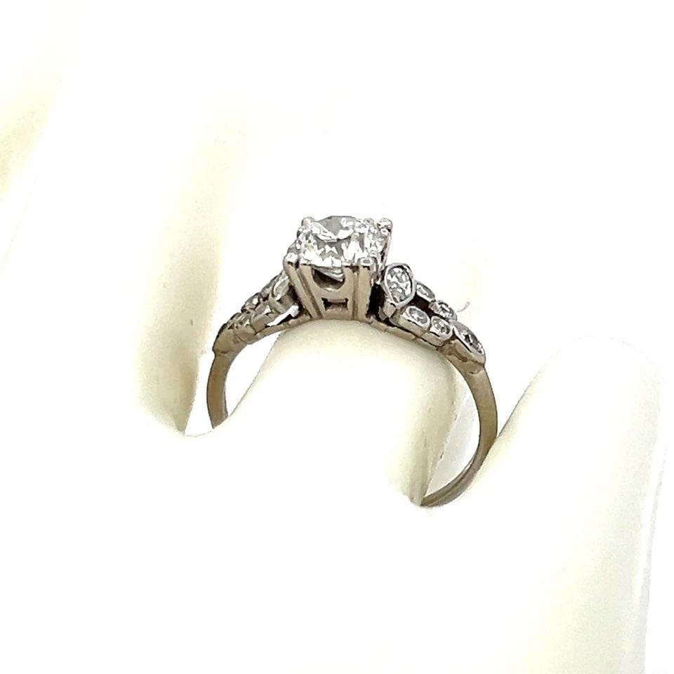 1.43 CARAT OLD EUROPEAN CUT & MARQUIS & DIAMOND PLATINUM ART DECO RING (1 of 2)