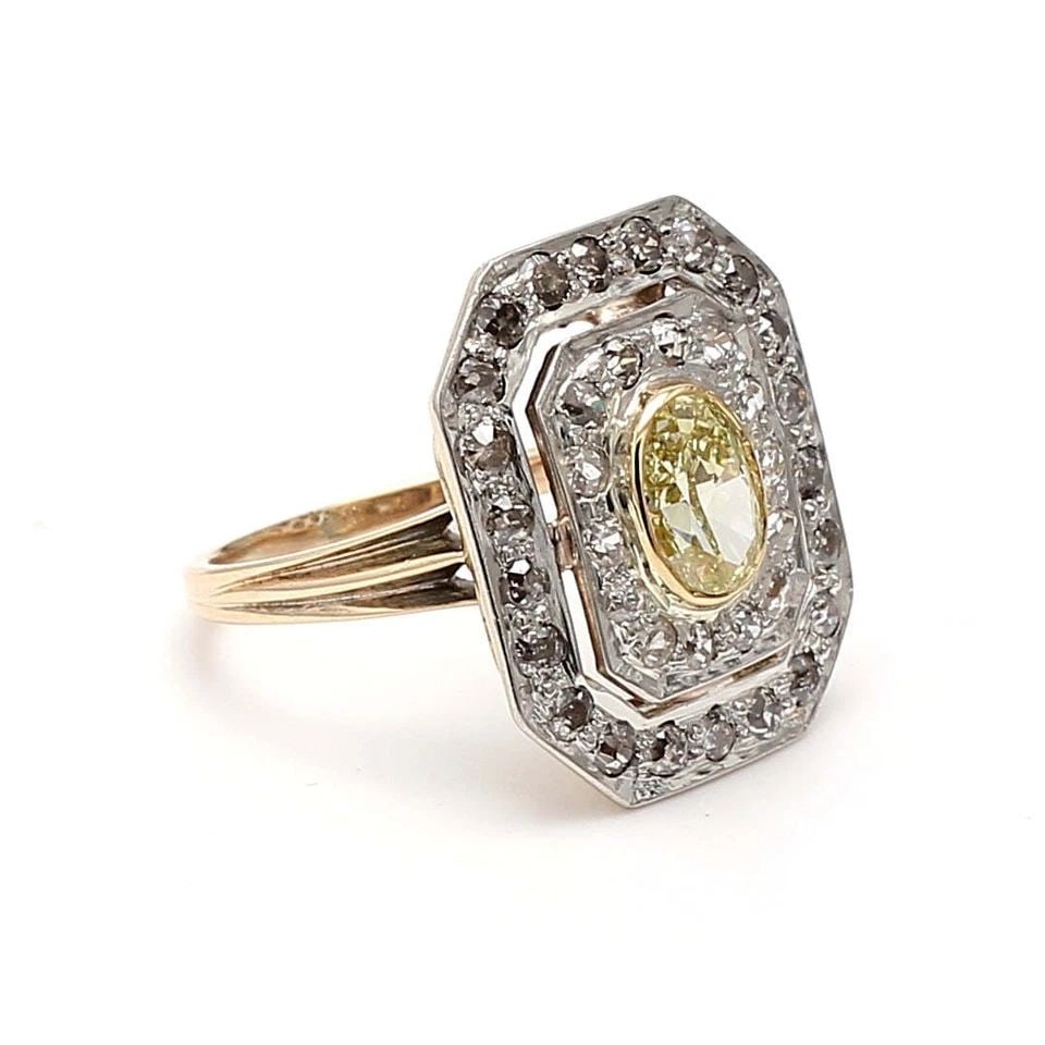 2.79 CARAT ROUND & OVAL SHAPE FANCY LIGHT BROWNISH DIAMOND 14K YG COCKTAIL RING (1 of 1)