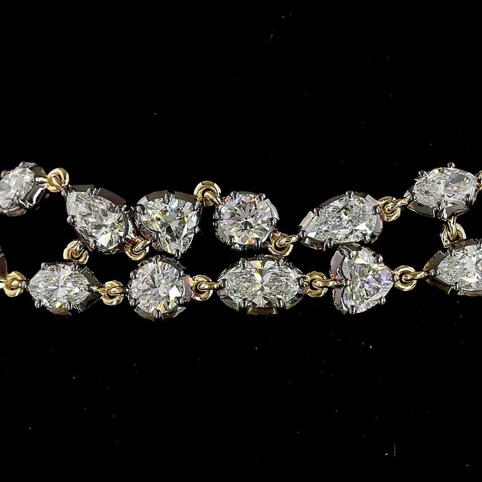 LAB-GROWN 8.5 CARAT MIX E-F-VS1 DIAMOND 14K YELLOW GOLD STATION BRACELET (1 of 2)