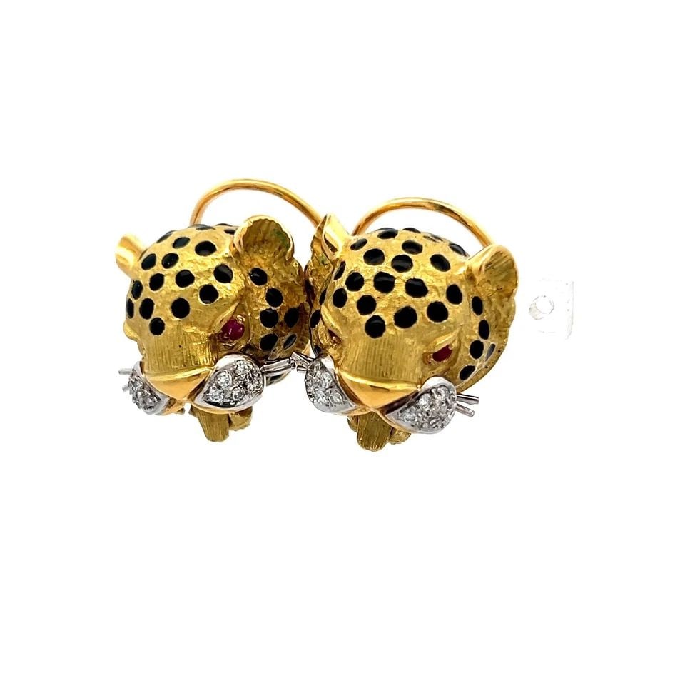 18K TWO TONE GOLD CLIP-ON EARRINGS WITH 0.2CT ROUND I SI DIAMONDS & 0.04CT RUBY (1 of 2)