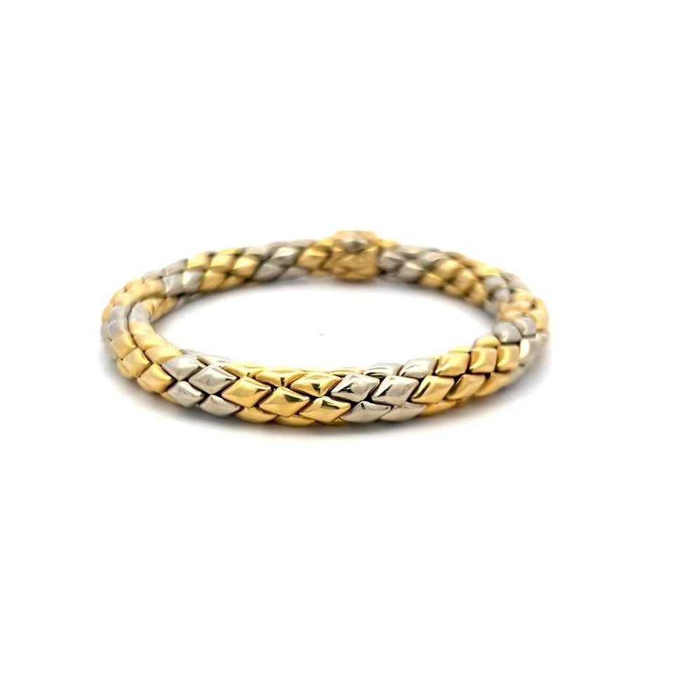 VINTAGE 18 KARAT TWO TONE GOLD WOVEN BRACELET 8.25 INCH 35.3 GRAMS (1 of 2)