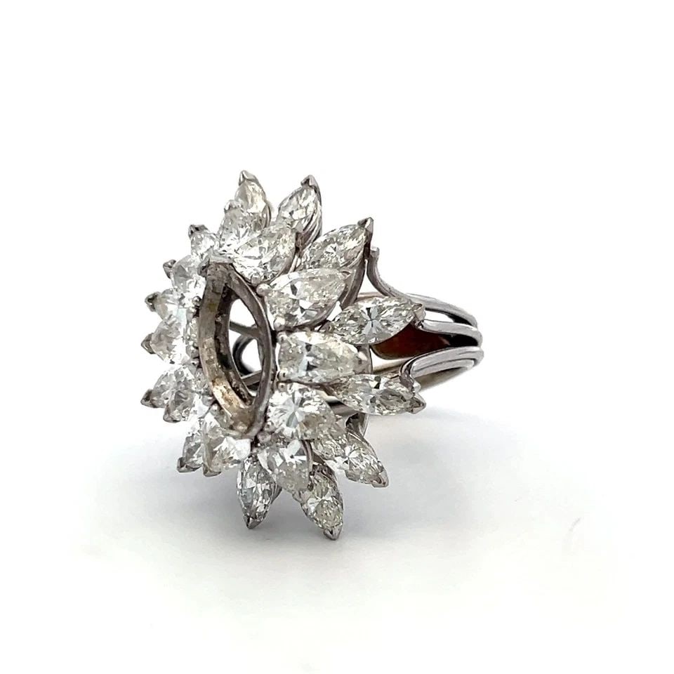 PLATINUM SEMI MOUNT RING WITH 6CT MARQUIS & PEAR SHAPE DIAMOND FITS 12.52X6.63MM (1 of 2)