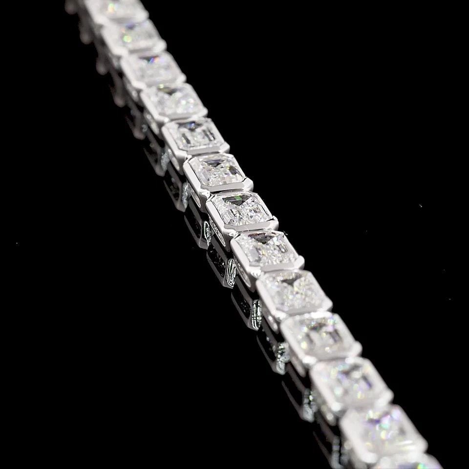 LAB-GROWN 8.59 CARAT EMERALD E-VVS2 DIAMOND 14K WG TENNIS BRACELET: LAB-GROWN 8.59 CARAT EMERALD E-VVS2 DIAMOND 14K WG TENNIS BRACELET Lab-Grown 8.59 Carat Emerald E-VVS2 Diamond 14K White Gold Tennis Bracelet Details Department Unisex Adults Main Stone Emerald Metal 