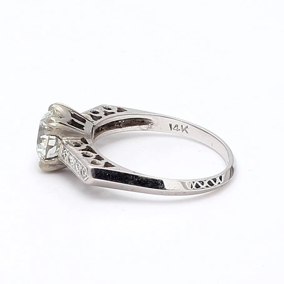 1.36 CARAT CIRCULAR BRILLIANT CUT DIAMOND 14 KARAT WHITE GOLD ENGAGEMENT RING (1 of 2)