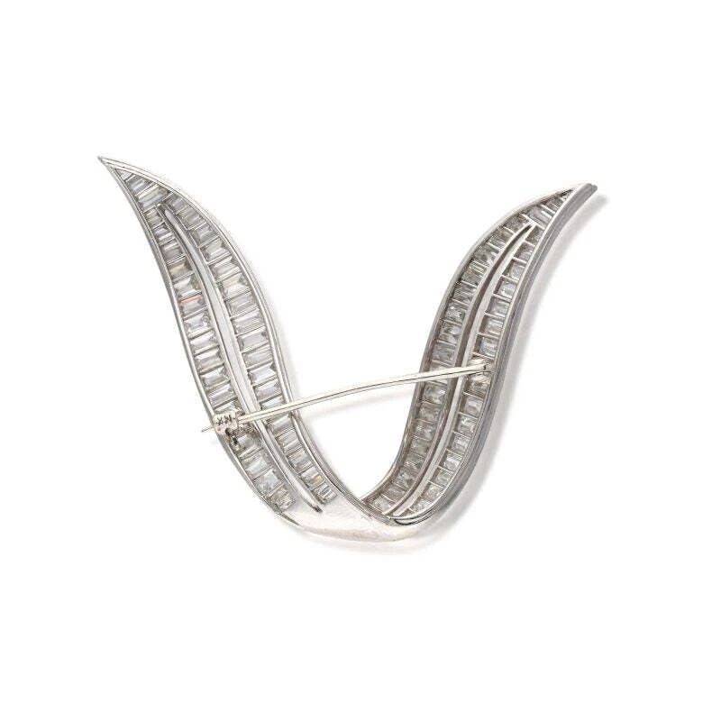9.50 CARAT G-VVS2 BAGUETTE CUT DIAMOND 14K WHITE GOLD PIN (1 of 1)