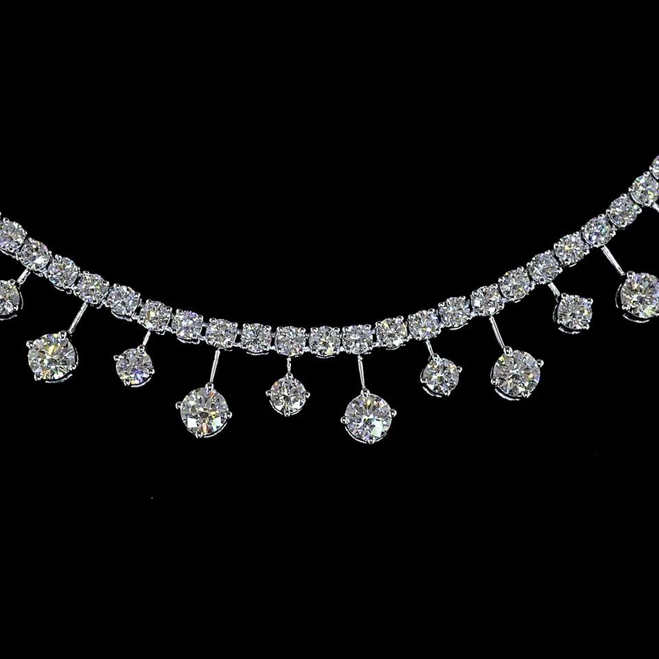 LAB-GROWN 7.27 CARAT ROUND E-F-VS1 DIAMOND 14K WG STATION LINE TENNIS NECKLACE: LAB-GROWN 7.27 CARAT ROUND E-F-VS1 DIAMOND 14K WG STATION LINE TENNIS NECKLACE Title: High-quality Brand-New Echo Friendly Elegant Lab-Grown 7.27 Carat Round E-F-VS1 Diamond 14K White Gold Station Lin