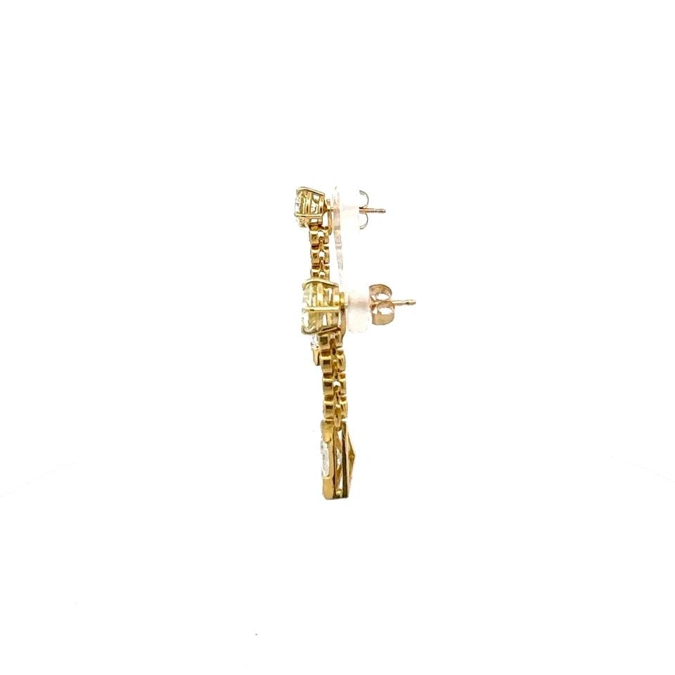 3.40 CARAT ROUND AND TRIANGULAR SHAPE DIAMOND 18K YG JACKET EARRINGS (1 of 1)