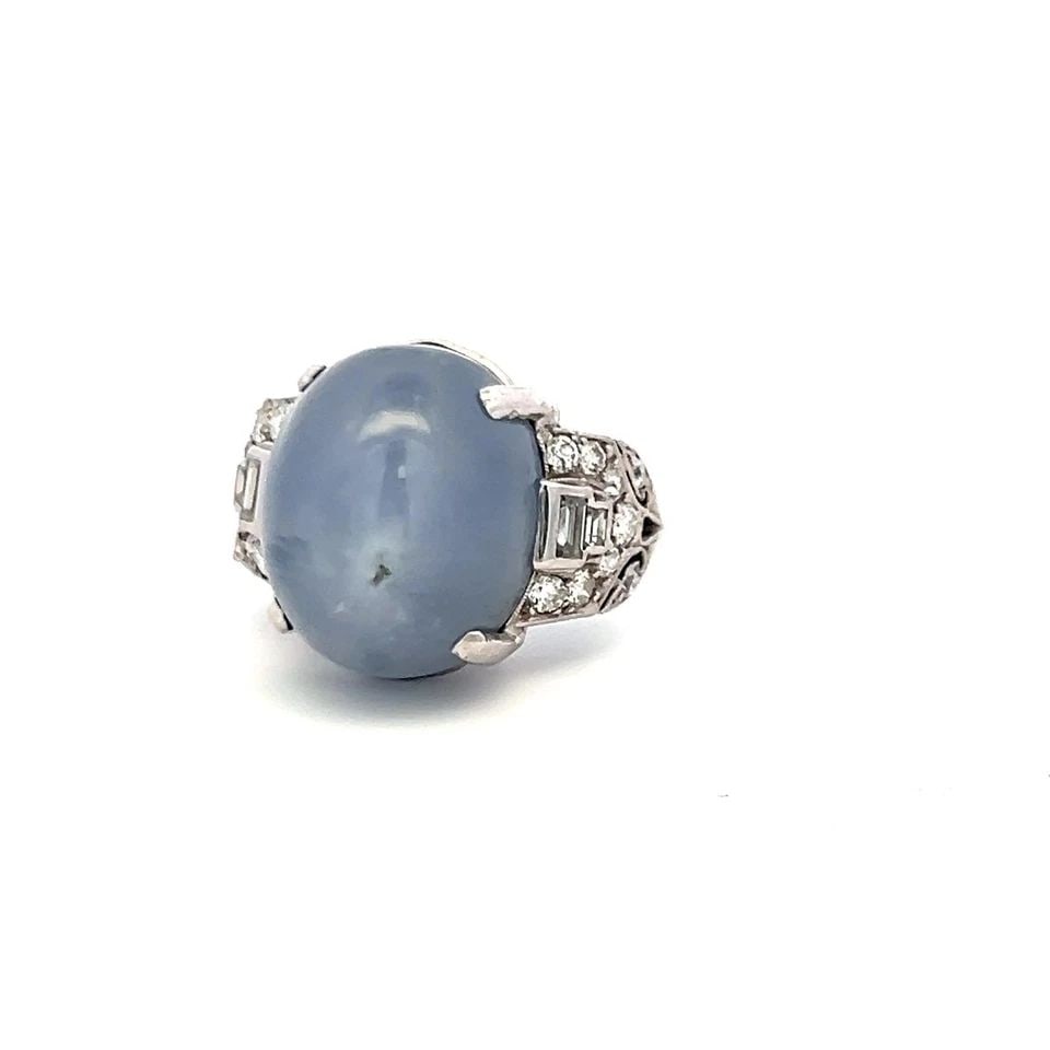 PLATINUM GEMSTONE RING WITH 0.5 CT DIAMONDS AND 20 CT STAR SAPPHIRE (1 of 2)