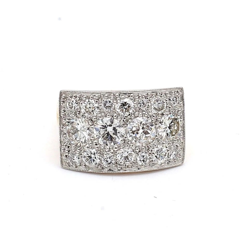 3.00 CARAT ROUND BRILLIANT H-I SI1-VS2 DIAMOND 14K TWO TONE GOLD COCKTAIL RING (1 of 1)