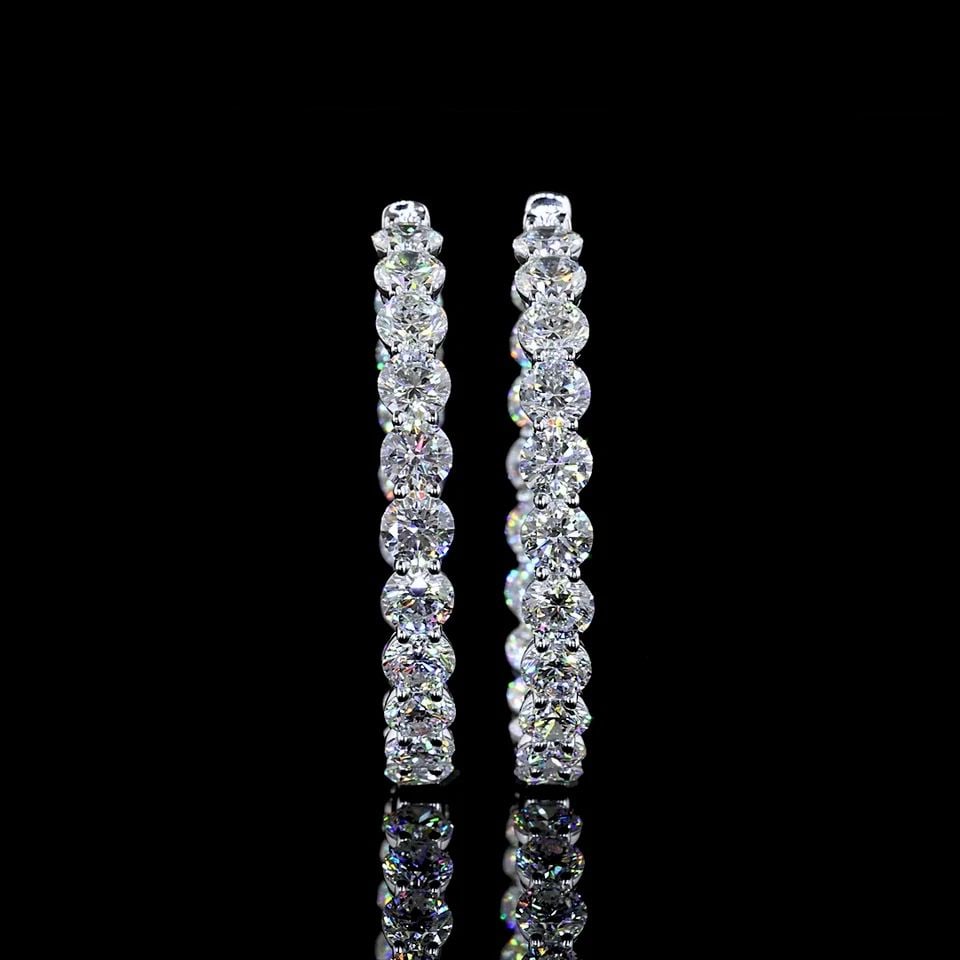 LAB-GROWN 10.21 CARAT ROUND E-F-VS1 DIAMOND 14K WHITE GOLD HOOPS EARRINGS: LAB-GROWN 10.21 CARAT ROUND E-F-VS1 DIAMOND 14K WHITE GOLD HOOPS EARRINGS LAB-GROWN 10.21 CARAT ROUND E-F-VS1 DIAMOND 14K WHITE GOLD HOOPS EARRINGS $5,310.00 PRODUCT DESCRIPTION Title: High-quality Br