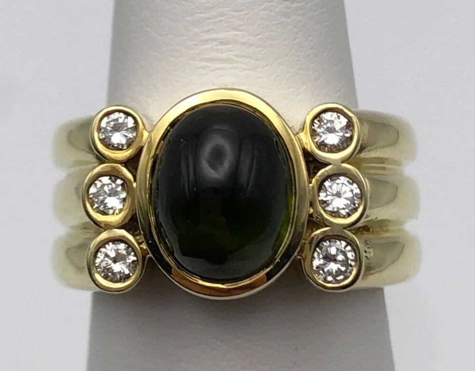 ALETTO & CO. 14K GOLD RING, TOURMALINE, 0.30CTS DIAMONDS ( SIZE: 7 ) 20.5G: ALETTO & CO. 14K GOLD RING WITH TOURMALINE AND 0.30CTS DIAMONDS HEAVY SIZE: 7 Aletto & Co. 14k Gold Ring with Tourmaline and 0.30ct of Diamonds Condition: New, No box papers or tags Material: 14k Yell