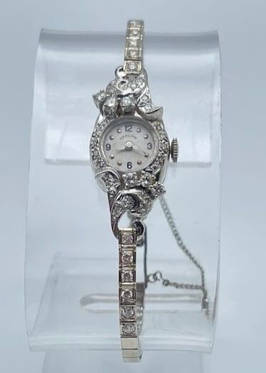 VINTAGE HAMILTON WATCH 14K WHITE GOLD WITH 1.2CTS DIAMONDS, 22 JEWELS (1 of 2)