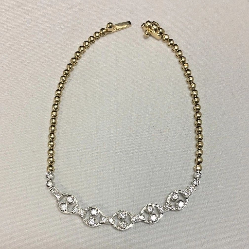 14K YELLOW GOLD BRACELET WITH 0.75CTW NATURAL DIAMONDS (7.5") 7.5 GRAMS (1 of 1)