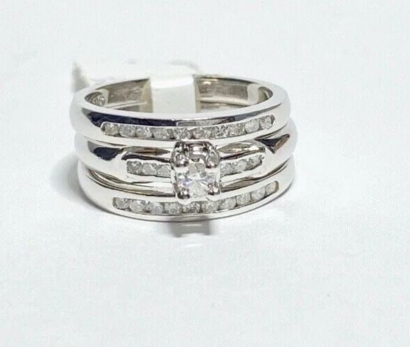 NEW WOMEN'S 14K WHITE GOLD RING WITH 0.53CTS NATURAL DIAMONDS (SIZE 5) 6.5 GRAMS (1 of 1)