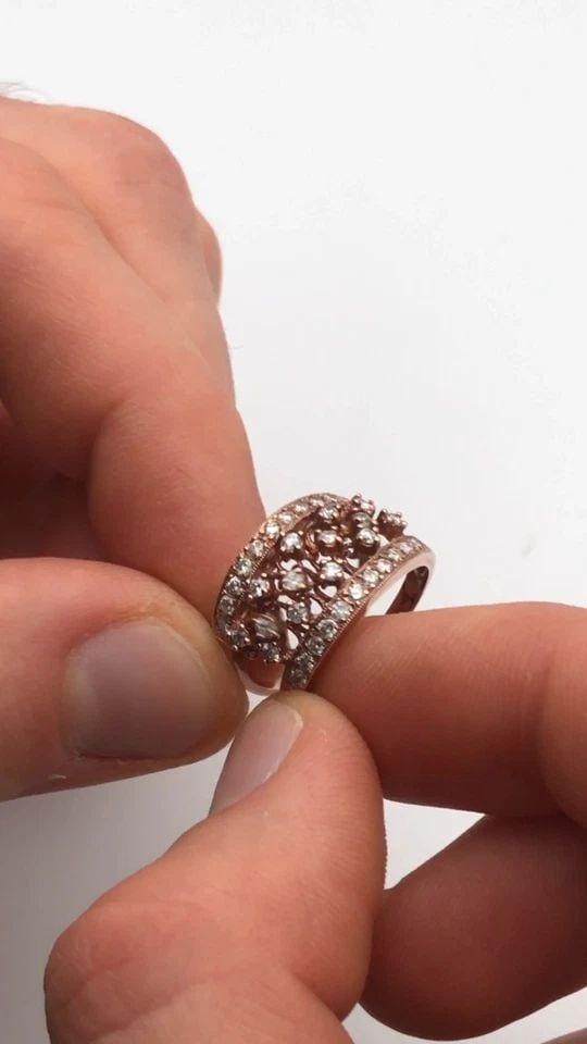 NEW 14K ROSE GOLD INTER WEAVED DOUBLE RING WITH 0.95CTS DIAMONDS SIZE: 7.25 (1 of 1)