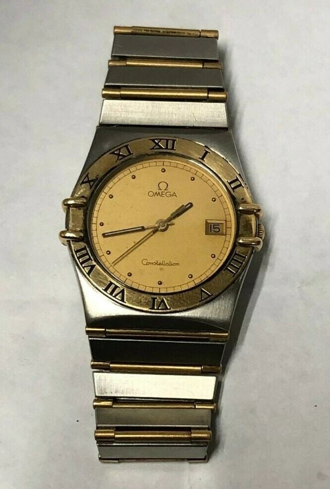WOMEN'S OMEGA CONSTELLATION FULL BAR 18KT GOLD & STEEL 32MM (1 of 2)
