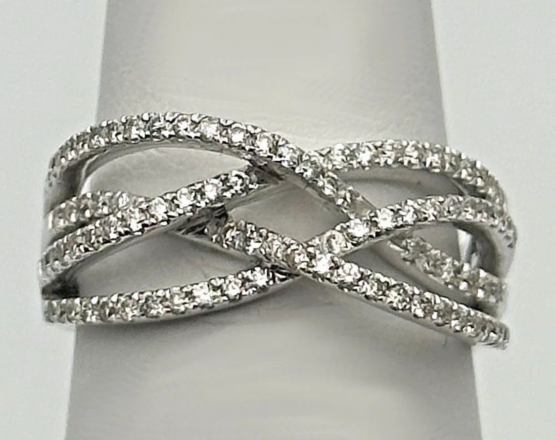 NEW GABRIEL & CO. 14K WHITE GOLD RING WITH 0.45CTW DIAMONDS (SIZE 6.25) 4.6 GRAM (1 of 2)