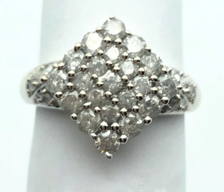 14K WHITE GOLD RING WITH 1.05CTW DIAMONDS (SIZE 6) 3.4G (1 of 2)