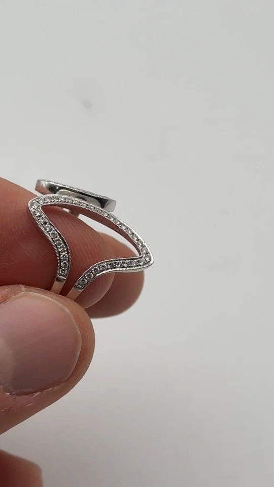 14K WHITE GOLD OPEN GAP CENTER RING WITH 0.50CTW DIAMONDS (SIZE 6.5) 4.1 GRAMS (1 of 1)