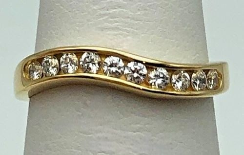 14K YELLOW GOLD WAVE RING/BAND WITH VS DIAMONDS (SIZE 5.5) 2.2 GRAM (1 of 2)