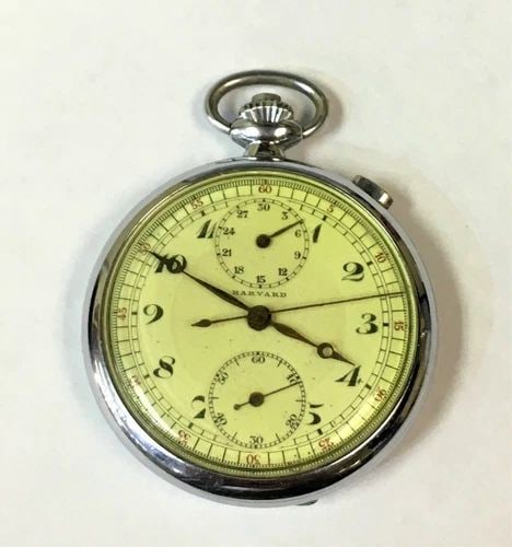 VINTAGE HARVARD CHRONOGRAPH POCKET WATCH 43MM SWISS 7J MOVEMENT (1 of 1)