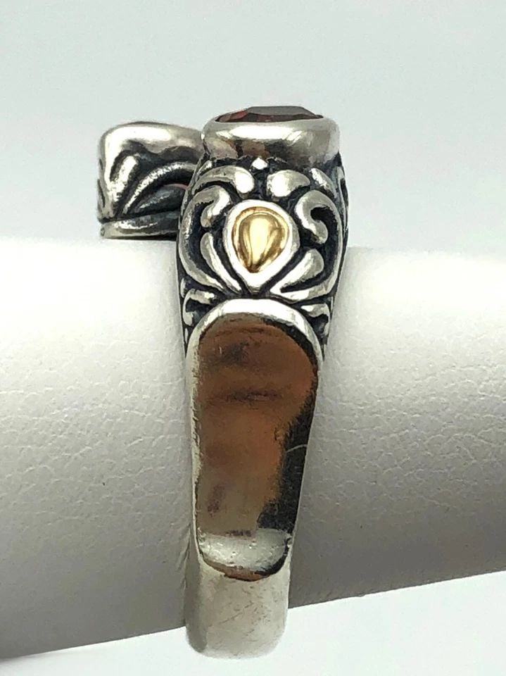 BJC STERLING SILVER RING WITH 18K ACCENTS AND GARNETS ( SIZE: 8.5 ) 8.6G (1 of 1)