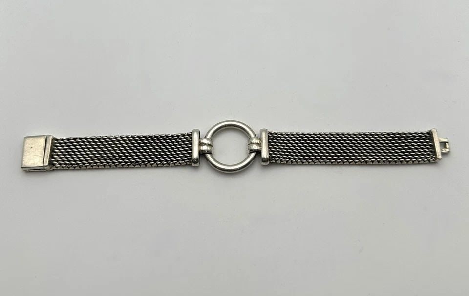 925 STERLING SILVER BRACELET WITH CENTER LOOP "HEAVY" ( 7.25 INCH ) 61.7GRAMS (1 of 1)