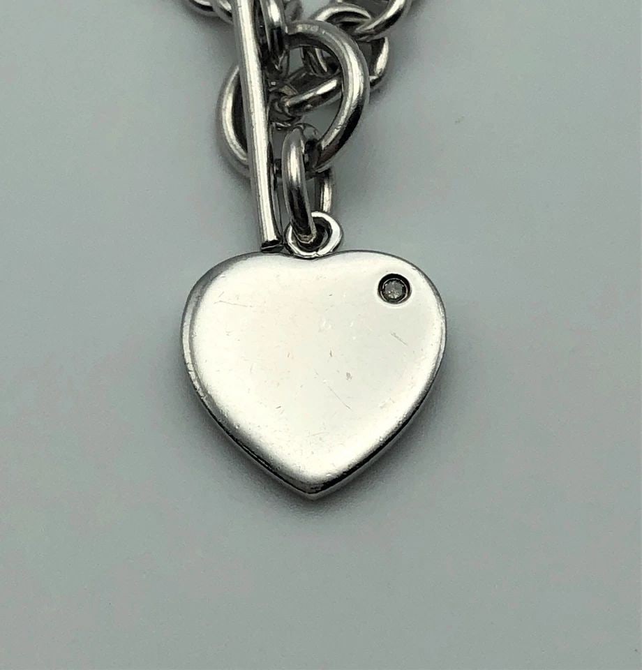 HOT DIAMONDS HDIA/U CHAIN LINK NECKLACE, SINGLE DIAMOND HEART PENDANT 16 INCH (1 of 1)