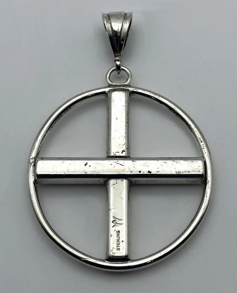 925 STERLING SILVER EARTH ASTROLOGY SYMBOL PENDANT 43.1 GRAMS (1 of 1)