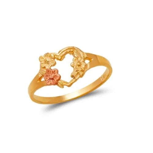 NEW 14K TRICOLOR GOLD LADIES HEART FILIGREE RING (1 of 2)